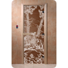 Дверь для сауны DoorWood (Дорвуд) 70x180 Основная серия Мишки в лесу (бронза) правая