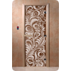 Дверь для сауны DoorWood (Дорвуд) 60x190 Основная серия Хохлома (бронза) правая
