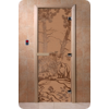 Дверь для сауны DoorWood (Дорвуд) 80x180 Основная серия Мишки в лесу (бронза матовое) левая
