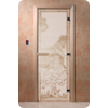 Дверь для сауны DoorWood (Дорвуд) 80x210 Основная серия Банька в лесу (сатин), правая