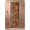 Дверь для сауны DoorWood (Дорвуд) 80x210 Основная серия Девушка в цветах (бронза матовое), правая