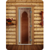 Дверь для сауны DoorWood (Дорвуд) 80x190 Престиж (с рисунком) Арка левая (бронза матовая)