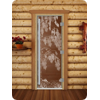 Дверь для сауны DoorWood (Дорвуд) 80x190 Престиж (с рисунком) Береза левая (бронза матовая)