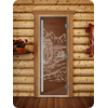 Дверь для сауны DoorWood (Дорвуд) 80x190 Престиж (с рисунком) Китай правая (бронза матовая)
