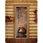 Дверь для сауны DoorWood (Дорвуд) 70x180 Престиж Фотопечать A039 правая