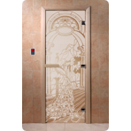 Дверь для сауны DoorWood (Дорвуд) 70x210 Основная серия Жар птица (сатин), правая