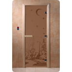 Дверь для сауны DoorWood (Дорвуд) 70x210 Основная серия Зима (бронза матовое), правая