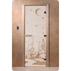 Дверь для сауны DoorWood (Дорвуд) 70x210 Основная серия Зима (сатин), правая