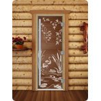 Дверь для сауны DoorWood (Дорвуд) 70x210 Престиж (с рисунком) Камышовый рай правая (сатин)