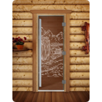 Дверь для сауны DoorWood (Дорвуд) 70x210 Престиж (с рисунком) Китай правая (сатин)