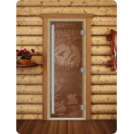 Дверь для сауны DoorWood (Дорвуд) 70x210 Престиж (с рисунком) Лебединое озеро левая (сатин)