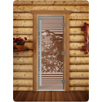 Дверь для сауны DoorWood (Дорвуд) 80x190 Престиж (с рисунком) Япония левая (сатин)