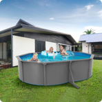  Морозоустойчивый бассейн PoolMagic Anthracite овальный 4.9x3.6x1.3 м (скиммер, шланги, подложка, тент)
